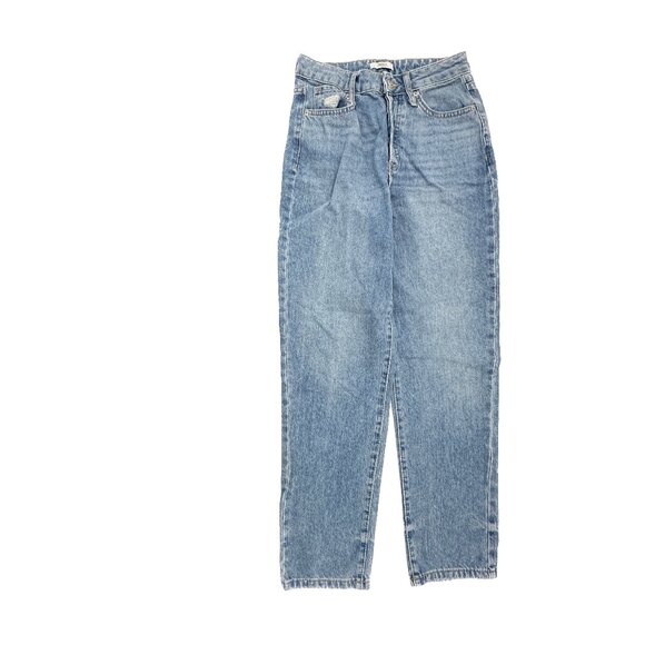 Forever 21 Button Fly Straight Distressed Women's size 24 Medium Blue Denim Jean - Picture 1 of 5